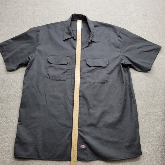 Dickies Work Shirt XL Tall Men's Charcoal Gray Short Sleeve Button Up - Picture 3 of 6